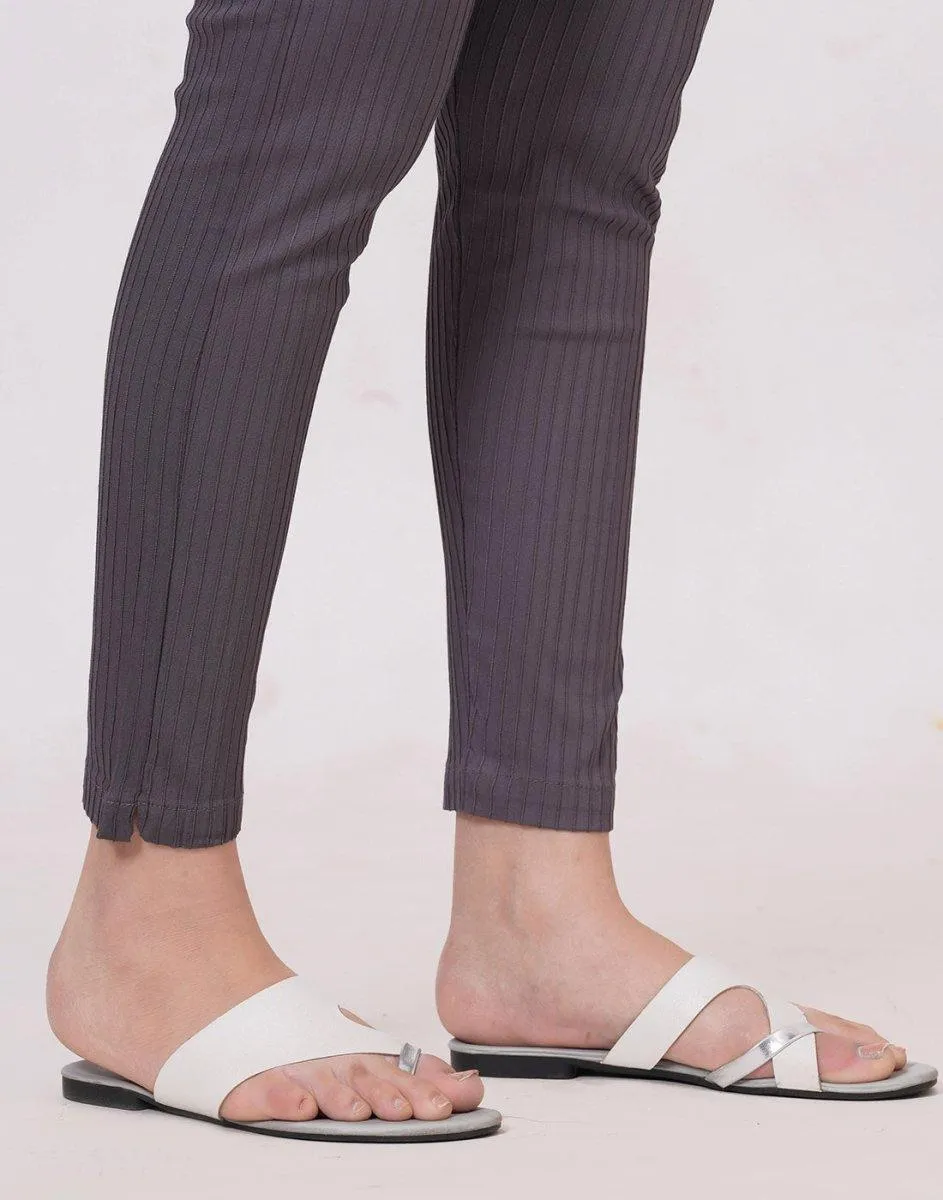 Satrangi Women's Grey Viscose Ribbed Lycra Trouser
