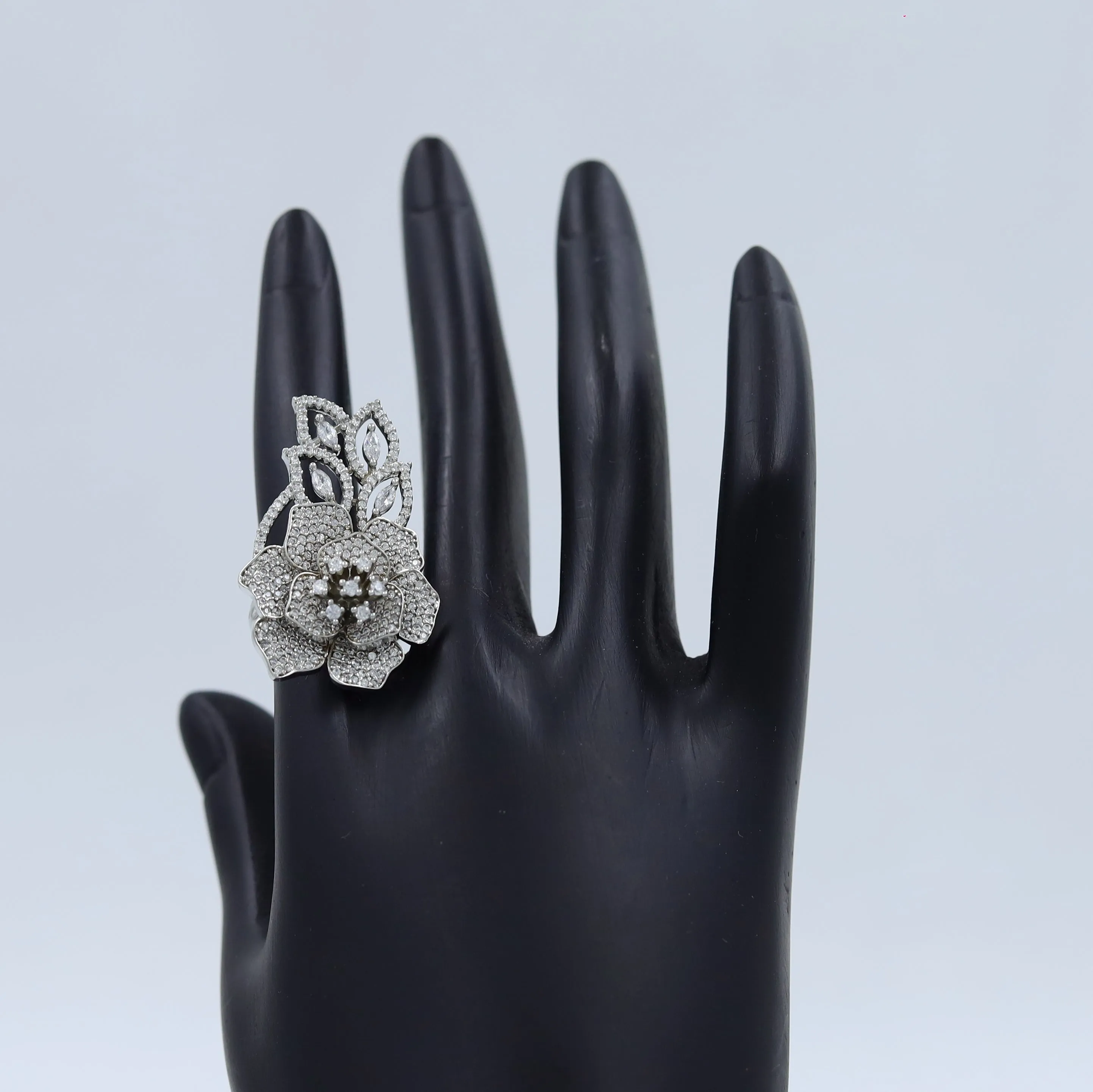 Silver Plated Stylish Zircon/AD Ring 16122-3269