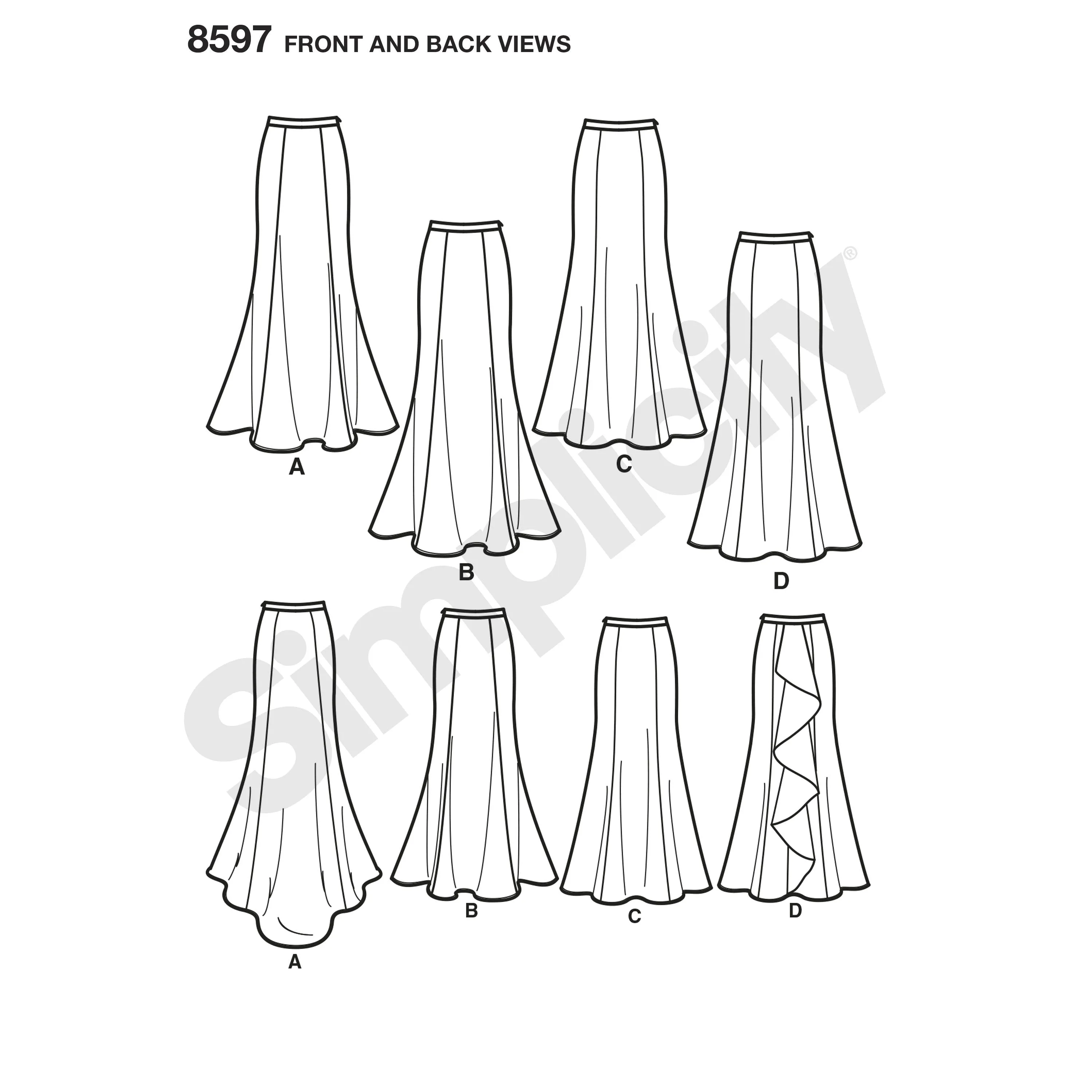 Simplicity Pattern 8597 womens special occasion skirts