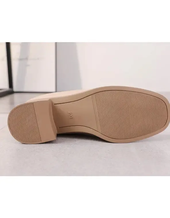 Spring Summer Leather Chunky Heels