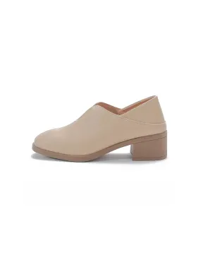 Spring Summer Leather Chunky Heels