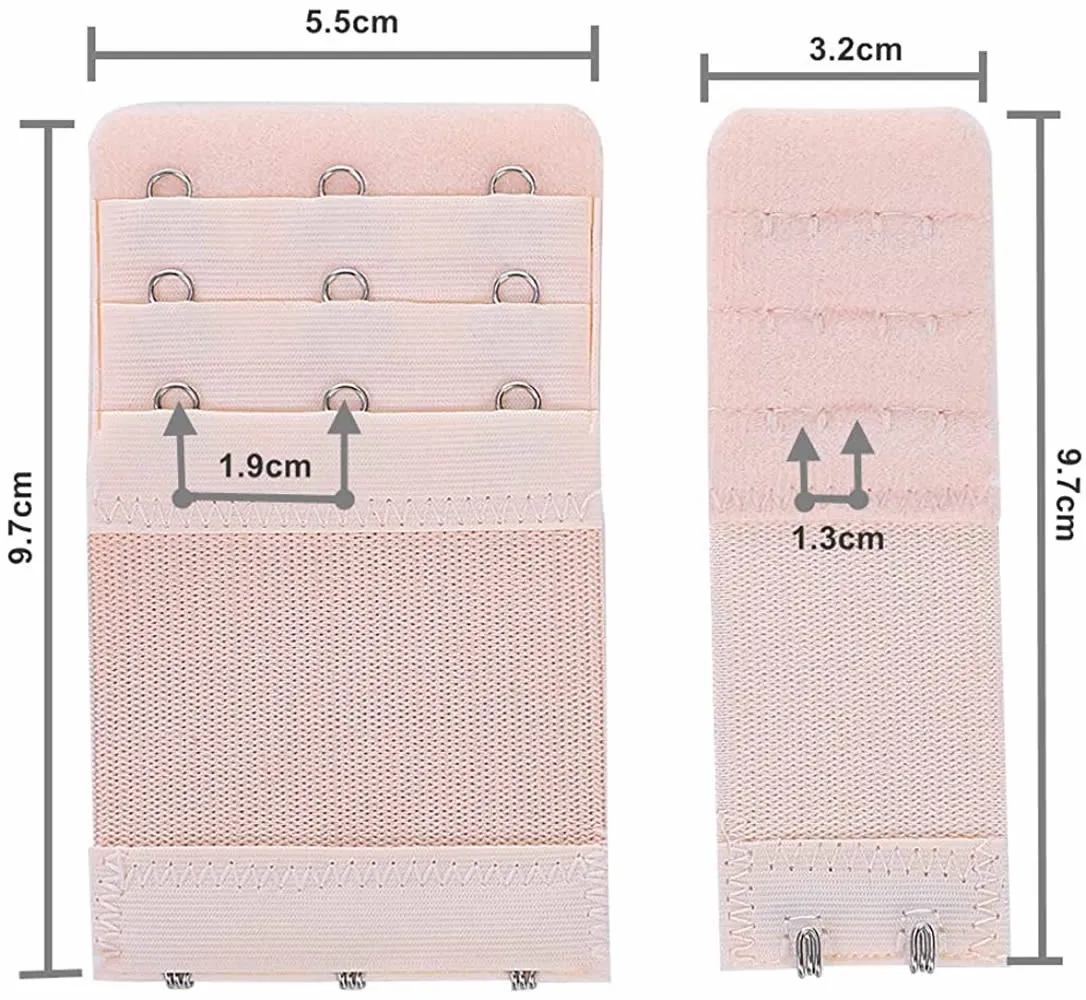 Stadux Bra Extenders 3 Hooks / 2 Hooks Extensions for Women, Stretchy Bra Strap Extender Black/Beige/White