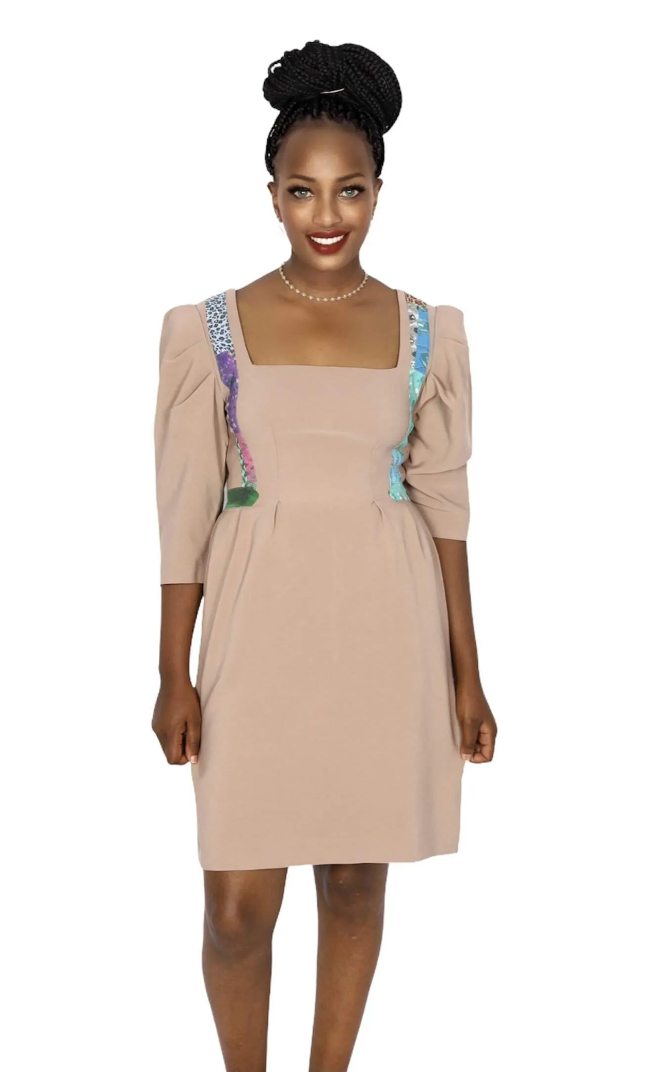 Stylish African Beige  Ladies Dress