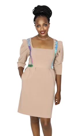 Stylish African Beige  Ladies Dress