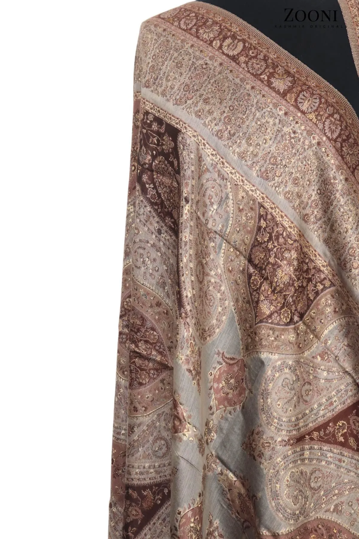 Superfine Kaani Jaamawar Silk Summer Shawl - Bronze