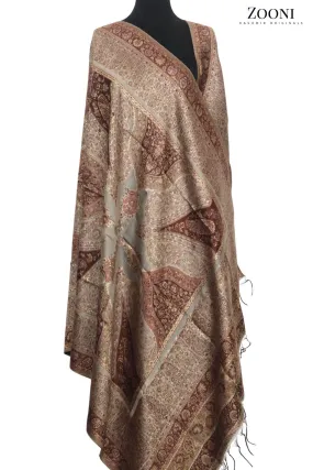 Superfine Kaani Jaamawar Silk Summer Shawl - Bronze