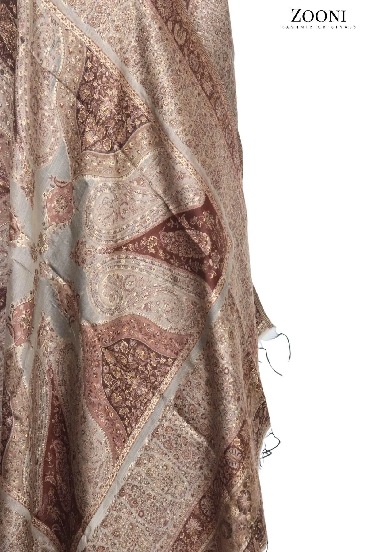 Superfine Kaani Jaamawar Silk Summer Shawl - Bronze