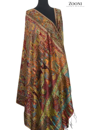 Superfine Kaani Jaamawar Silk Summer Shawl - Mughlia Red
