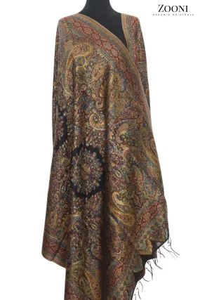 Superfine Kaani Jaamawar Silk Summer Shawl - Royal Black