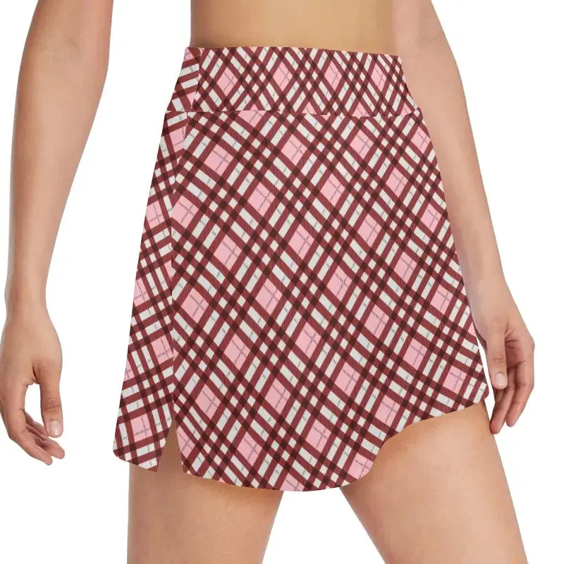 Swing in Style with Our Fabulous Pink Plaid Women's Golf Skort