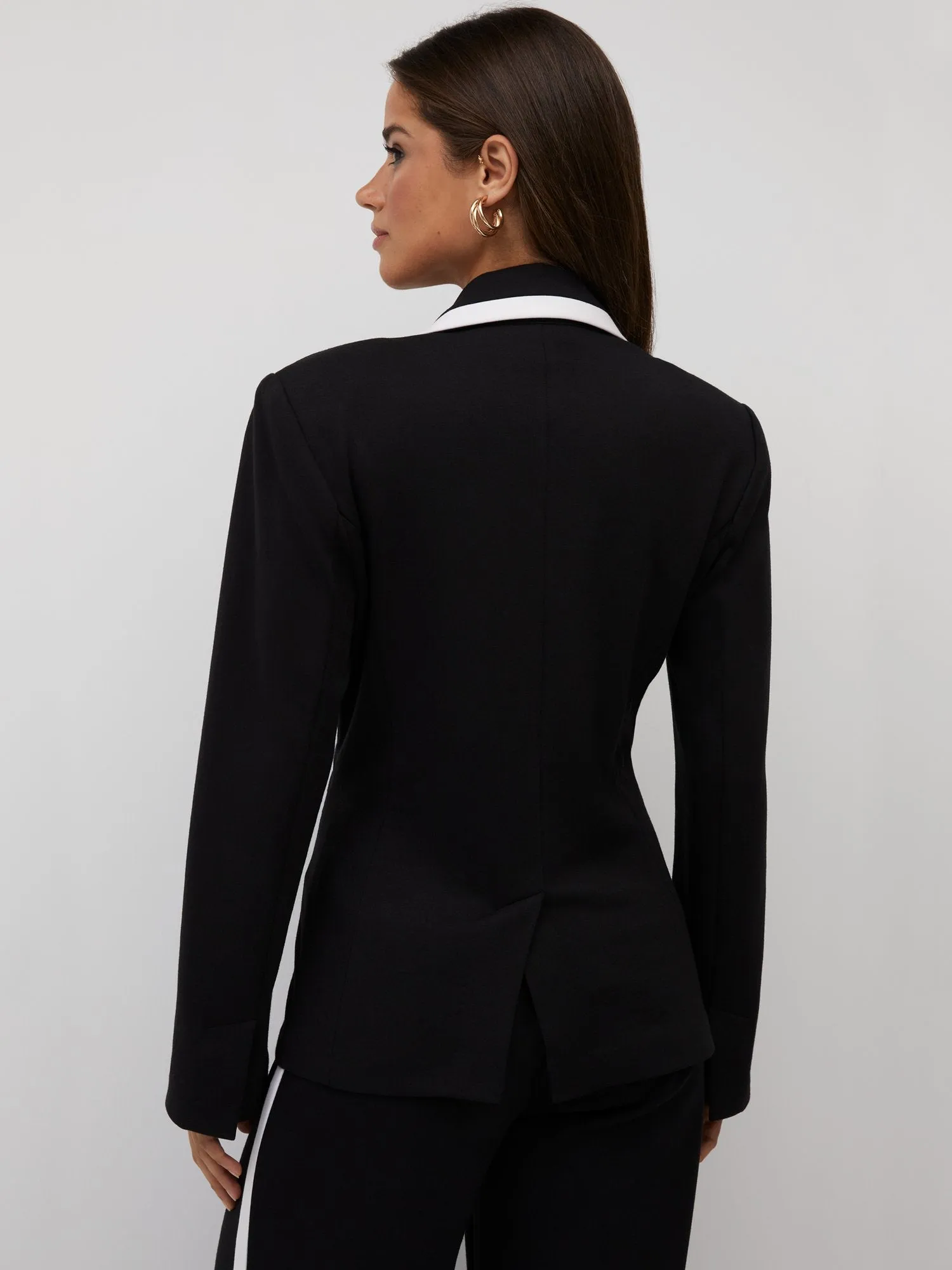 Tipped Double-Breasted Blazer