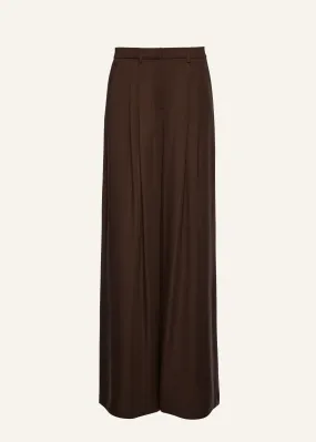 Wide-leg lyocell trousers in brown