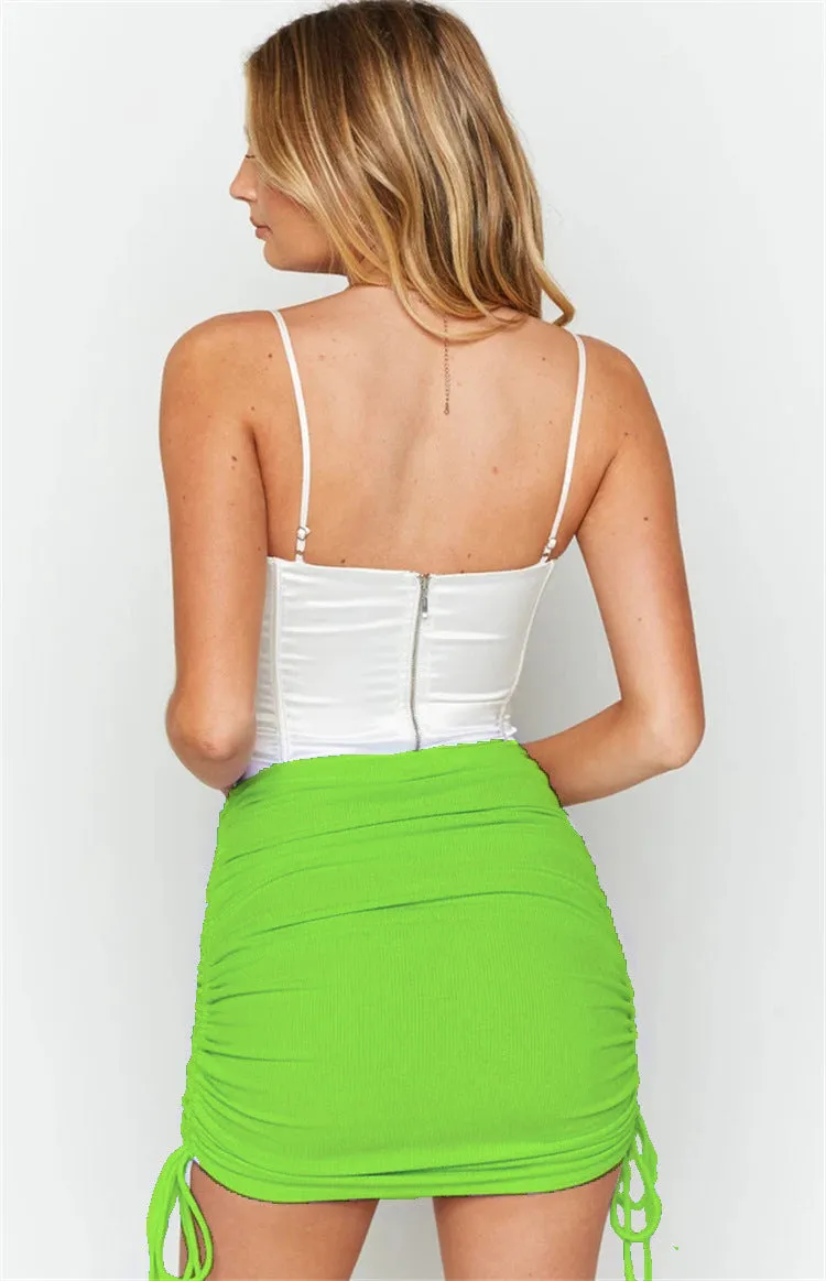 Women Europe INS Women Slim Look Hip Flattering Drawstring Skirt