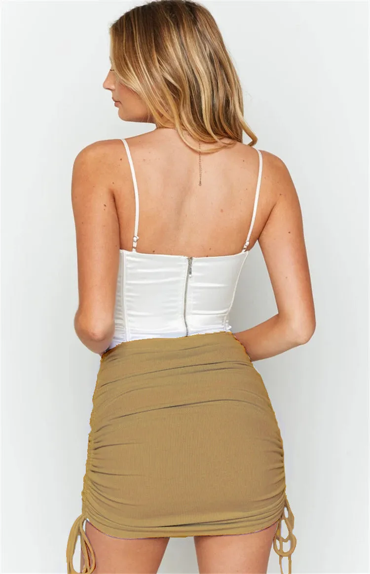 Women Europe INS Women Slim Look Hip Flattering Drawstring Skirt
