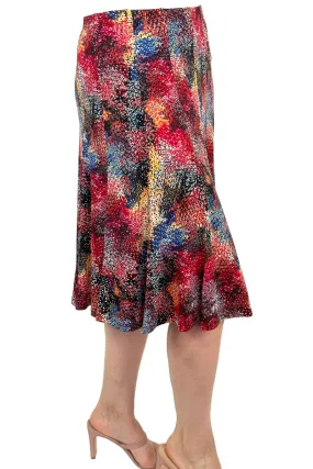Women's Skirt Red Multi Color Quality Stretch Fabric Flattering Design our best Seller On Sale Yvonne Marie Made in Canada