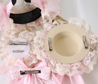 Xiaogui~Mood Limited Pink~Kawaii Lolita Lace Headdress Accessories