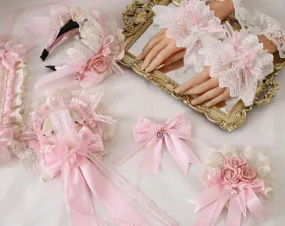 Xiaogui~Mood Limited Pink~Kawaii Lolita Lace Headdress Accessories